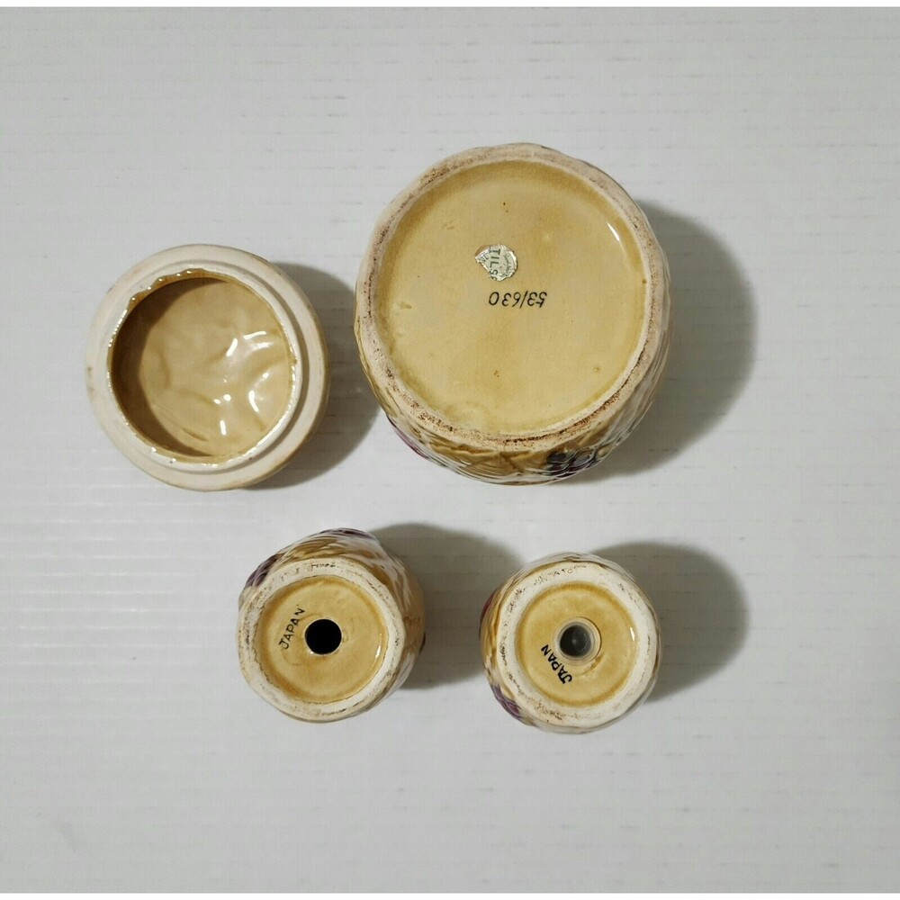 Tilso Japan Ceramic Set of Grease Jar and Salt & Pepper Shakers Fruits 53/630 - Picture 8 of 11
